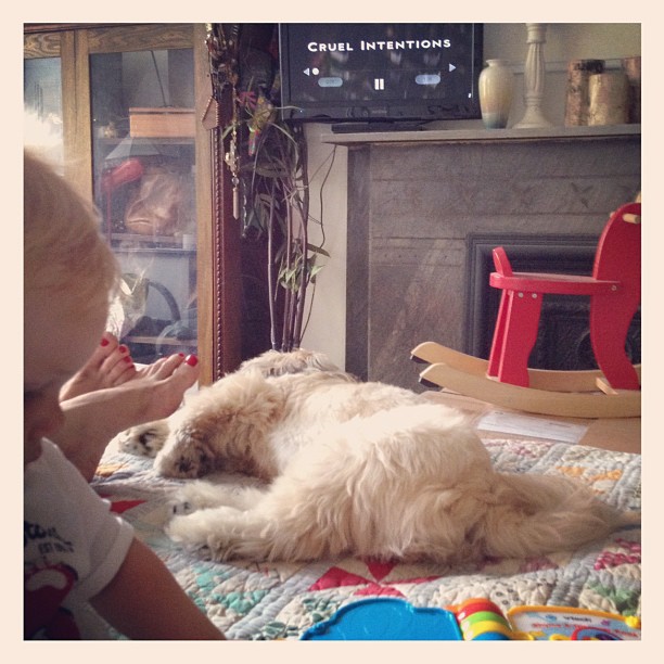 Too hot. Camped out next to the a/c with new toys and favorite movies. #ramshackleglam