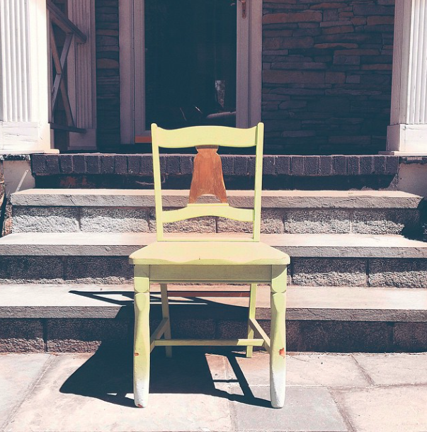 green gold painted chair