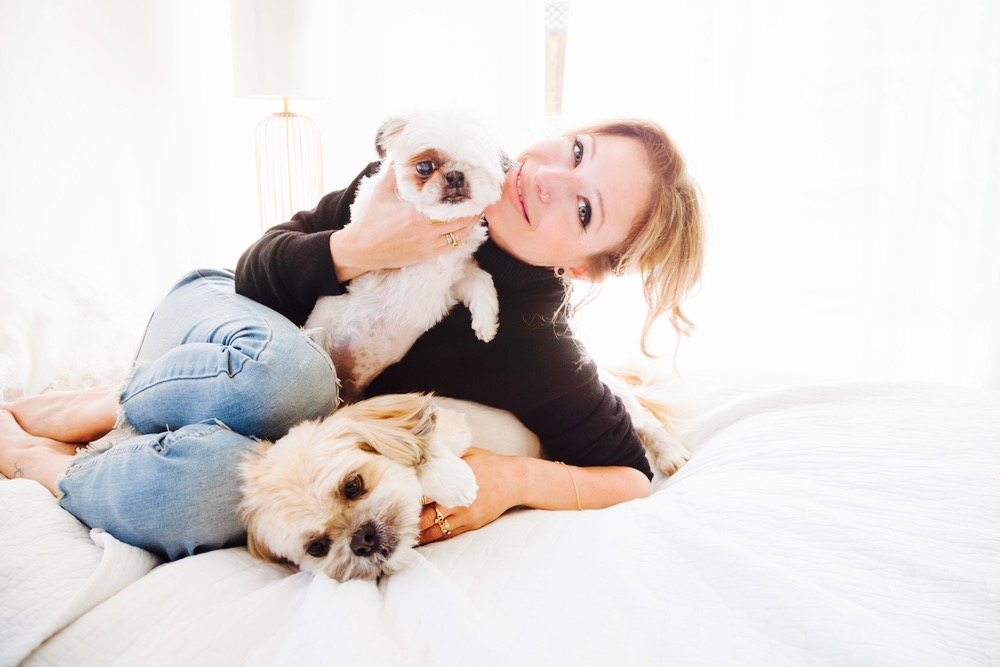 Jordan Reid with her two pet dogs