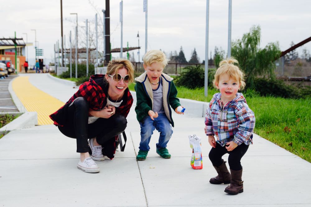 Jordan Reid with her son and daughter