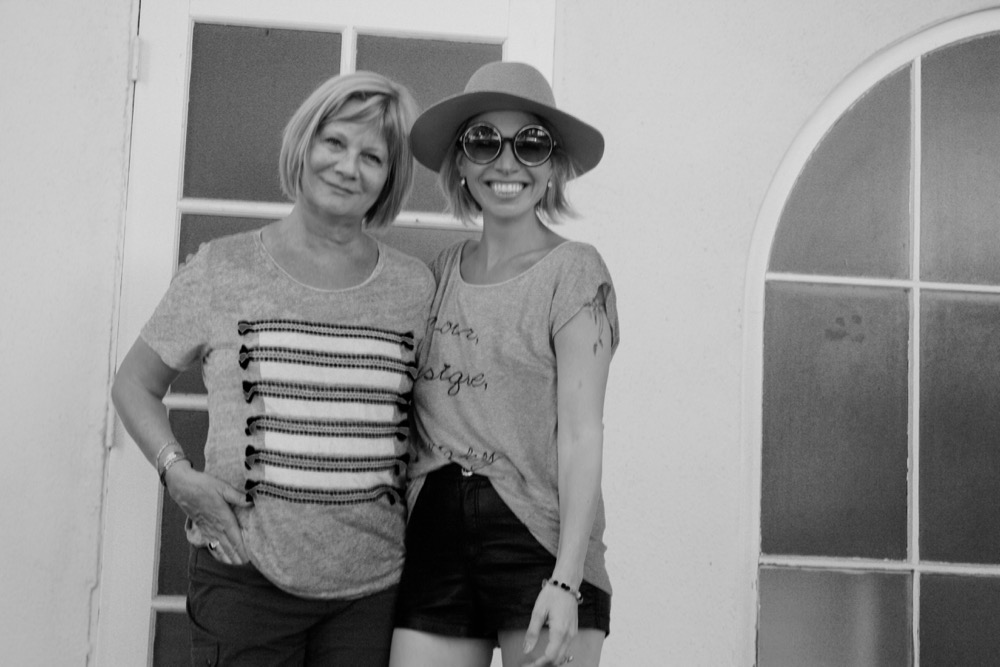 Black and white mother daughter photo