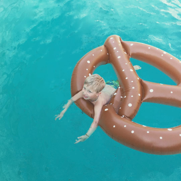 Inexpensive pretzel-shaped pool float