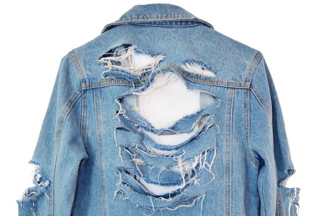 how to make your own shredded distressed denim jacket